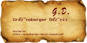 Grünsberger Döniz névjegykártya
